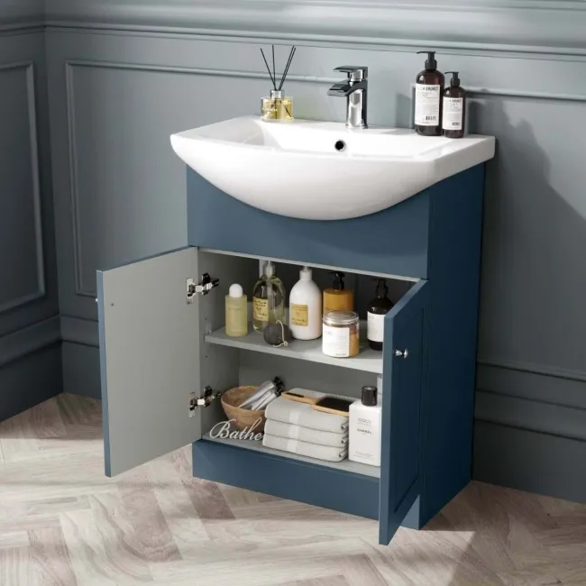 Capri Navy Blue Combination Vanity Basin and Houston Toilet 1150mm - Chrome Handles