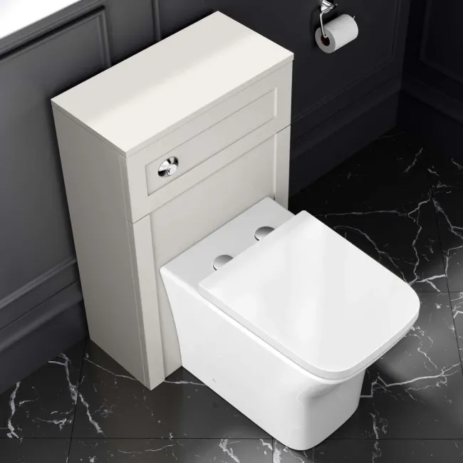 Milos Cotton White Combination Vanity Basin and Houston Toilet 1300mm - Chrome Handles