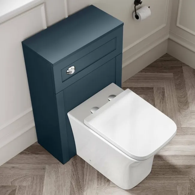 Milos Navy Blue Combination Vanity Basin and Houston Toilet 1100mm - Chrome Handles