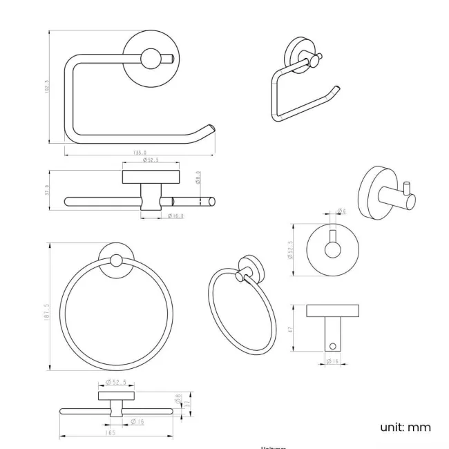 Sofia Brushed 3 Pieces Accessory Set