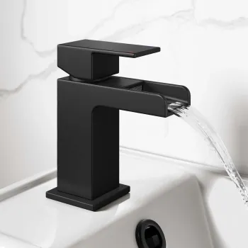 Avon Matt Black Waterfall Cloakroom Basin Mixer Tap