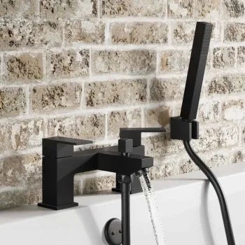 Lea Matt Black Bath Filler & Handheld Shower