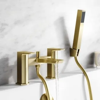 Soar Brushed Brass Bath Filler & Handheld Shower
