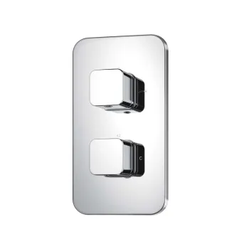 Galway Premium Chrome Square Thermostatic Shower Valve - 2 Outlets