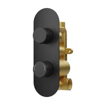 Ballina Premium Matt Black Round Thermostatic Shower Valve - 1 Outlet
