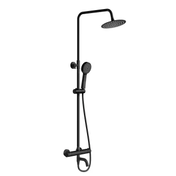 Doon Round Matt Black Thermostatic Bath Filler Shower Set