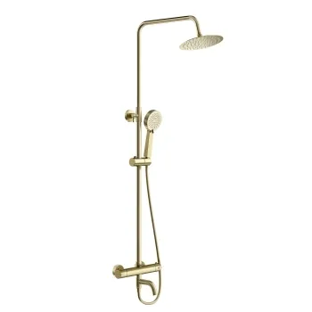 Doon Round Brushed Brass Thermostatic Bath Filler Shower Set