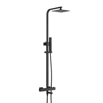 Skye Square Matt Black Thermostatic Bath Filler Shower Set