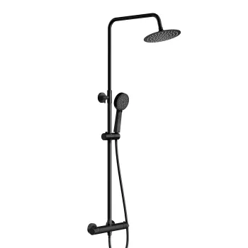 Matt Black Round Thermostatic Shower