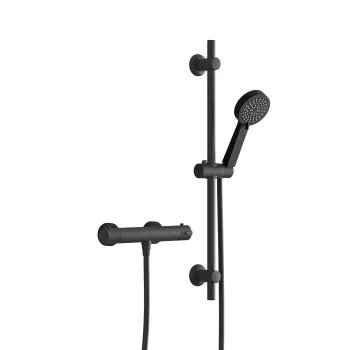 Aran Matt Black Round Thermostatic Bar Shower Set