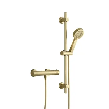 Aran Brushed Brass Round Thermostatic Bar Shower Set