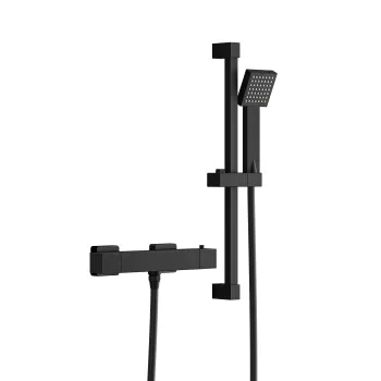 Cork Matt Black Square Thermostatic Bar Shower Set