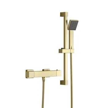 Cork Brushed Brass Square Thermostatic Bar Shower Set