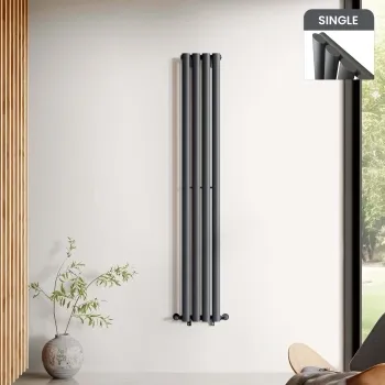 Marbella Anthracite Single Oval Panel Radiator 1600x240mm