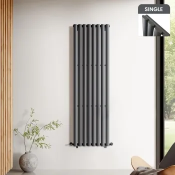 Marbella Anthracite Single Oval Panel Radiator 1600x480mm