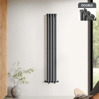 Marbella Anthracite Double Oval Panel Radiator 1600x240mm