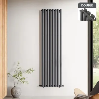 Marbella Anthracite Double Oval Panel Radiator 1800x480mm