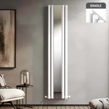 Marseille White Single Vertical Mirror Radiator 1800x380mm