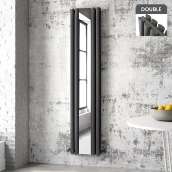 Marseille Anthracite Double Vertical Mirror Radiator 1800x380mm
