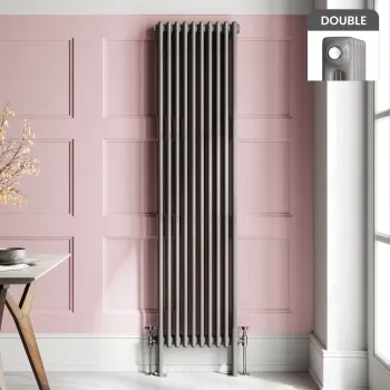 Athens Stone Grey Double Column Vertical Traditional Radiator 1800x470mm