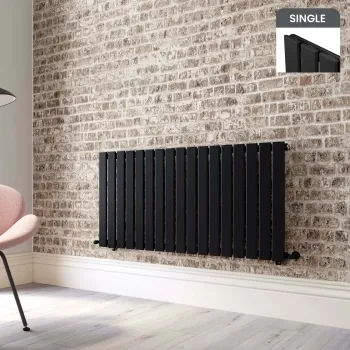 Faro Matt Black Single Flat Panel Horizontal Radiator 600x1190mm