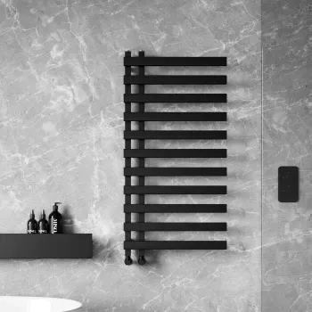 Palermo Matt Black Designer Heated Towel Rail 1200x600mm