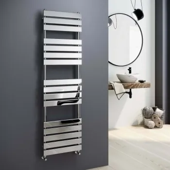 Santorini Chrome Flat Panel Heated Towel Rail 1600x450mm