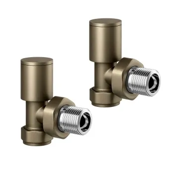 Antique Gold Angled Manual Radiator Valves (Pair) Standard 15mm