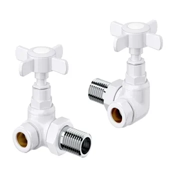 White Corner Traditional Manual Radiator Valves (Pair) Standard 15mm