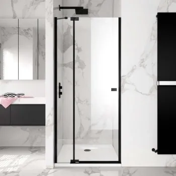Vienna Matt Black Easy Clean 8mm Hinged Shower Door 800mm