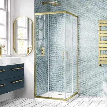 London Brushed Brass 6mm Corner Entry Shower Enclosure 800x800mm