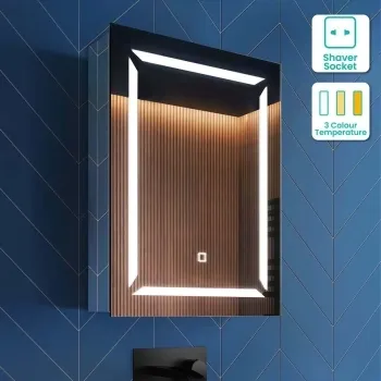 Haisley Cloakroom Illuminated LED Mirror Cabinet 600x450mm