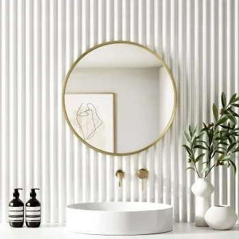 Mollie Brushed Brass Round Bathroom Mirror 600mm