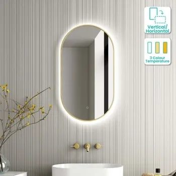 Darci Brushed Brass Backlit llluminated LED Mirror 900x500mm