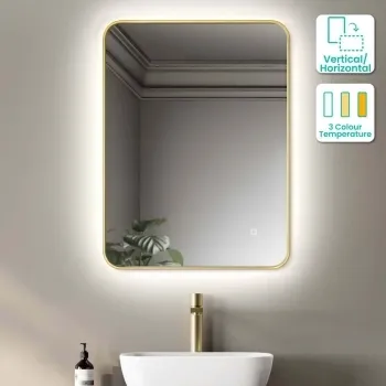 Olivia Brushed Brass Backlit llluminated LED Mirror 800x600mm