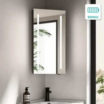 Madelyn Battery Operated Illuminated LED Corner Mirror Cabinet 600mm Tall
