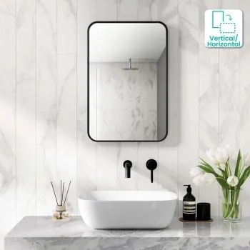 Essence Black Framed Rectangular Bathroom Mirror 600x400mm