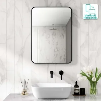 Essence Black Framed Rectangular Bathroom Mirror 700x500mm