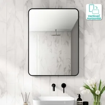 Essence Black Framed Rectangular Bathroom Mirror 800x600mm
