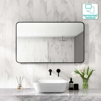 Essence Black Framed Rectangular Bathroom Mirror 600x1000mm