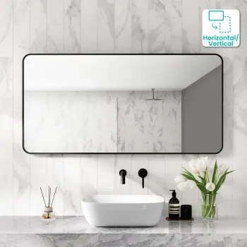 Essence Black Framed Rectangular Bathroom Mirror 600x1200mm