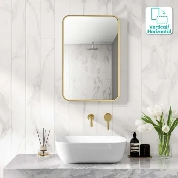 Essence Brushed Brass Rectangular Bathroom Mirror 600x400mm
