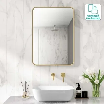 Essence Brushed Brass Rectangular Bathroom Mirror 700x500mm