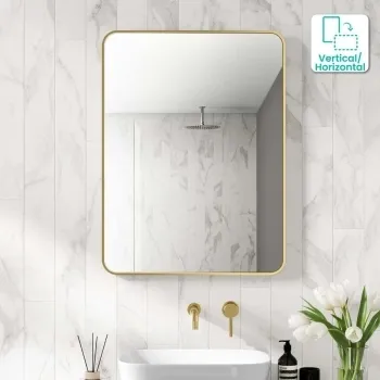 Essence Brushed Brass Rectangular Bathroom Mirror 800x600mm