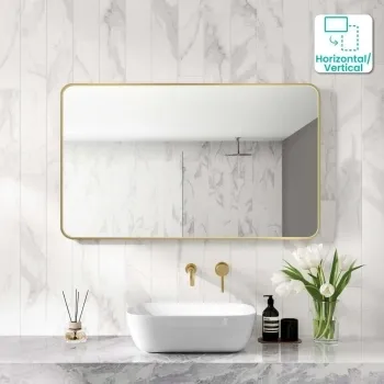 Essence Brushed Brass Rectangular Bathroom Mirror 600x1000mm
