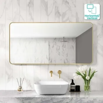 Essence Brushed Brass Rectangular Bathroom Mirror 600x1200mm