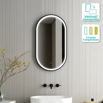 Ada Black Framed Illuminated LED Mirror 900x500mm