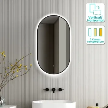 Ada Black Framed Backlit Illuminated LED Mirror 900x500mm