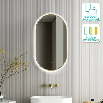 Ada Brushed Brass Backlit Illuminated LED Mirror 900x500mm