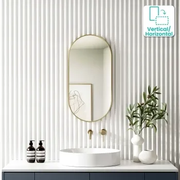 Essence Brushed Brass Oval Bathroom Mirror 800x400mm